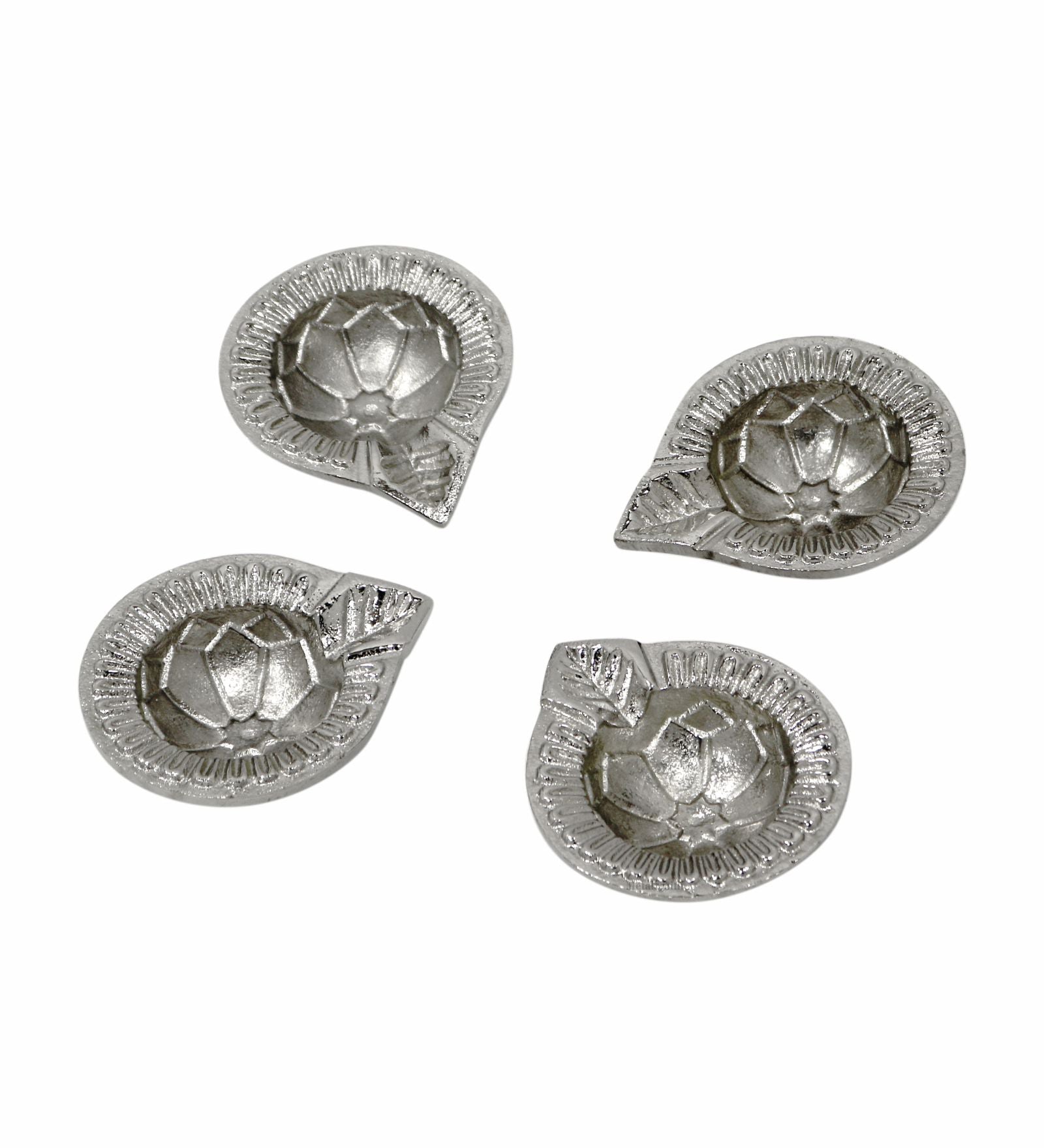 Pack Of 4 Aluminium Diyas For Pooja And Gift