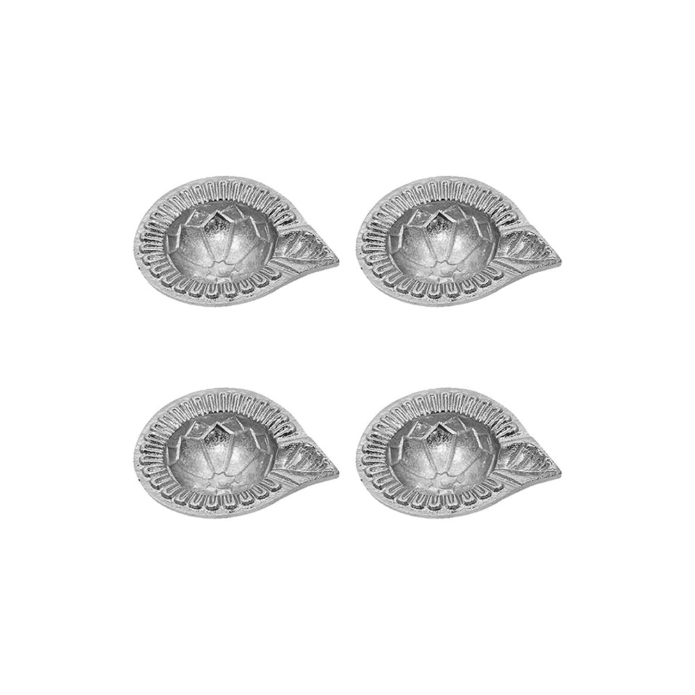 Pack Of 4 Aluminium Diyas For Pooja And Gift