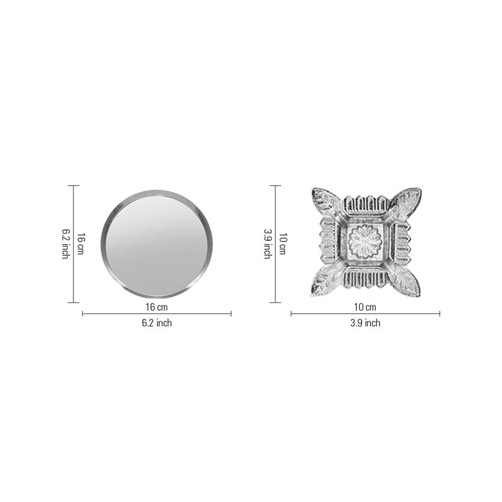 Aluminium Diya With Plate For Pooja And Gift