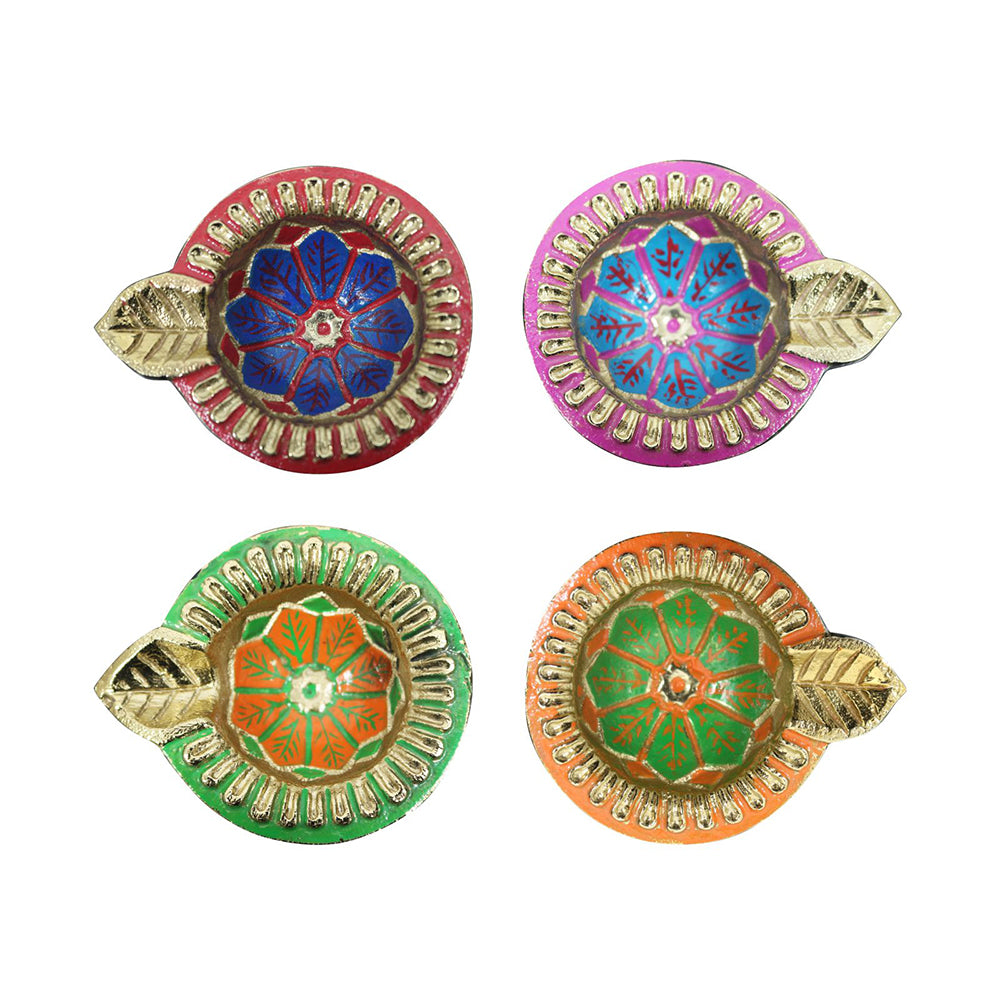 Aluminium 4 Diya With Plate For Pooja And Gift