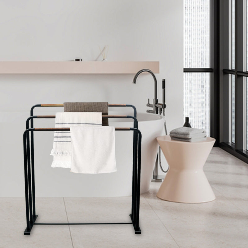 Metal 3 Tier Towel Stand - Black
