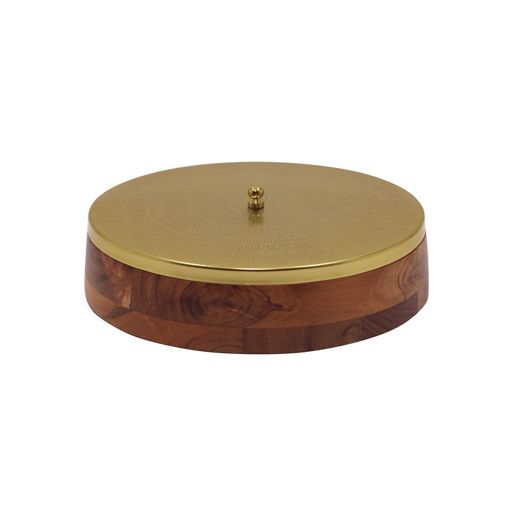 Wooden Storage Box With Floral Lid - Brown