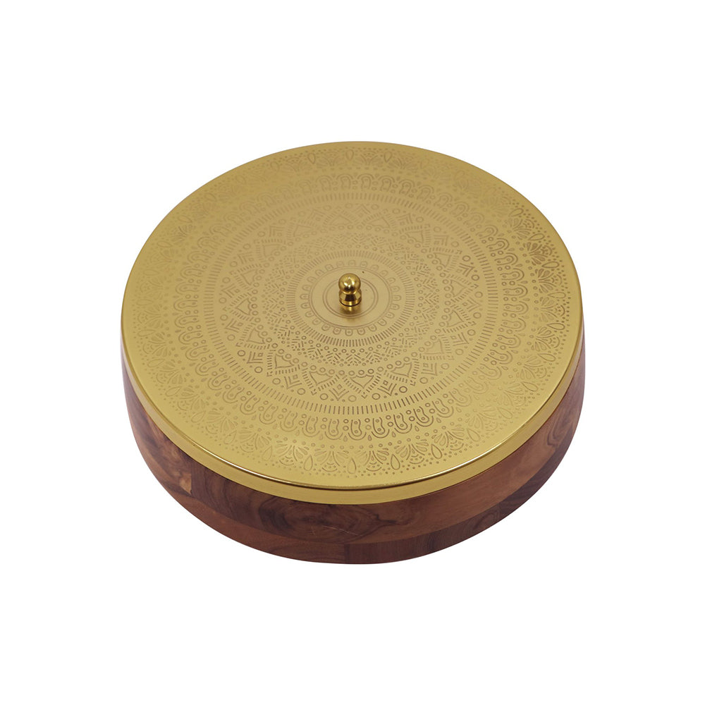 Wooden Storage Box With Floral Lid - Brown