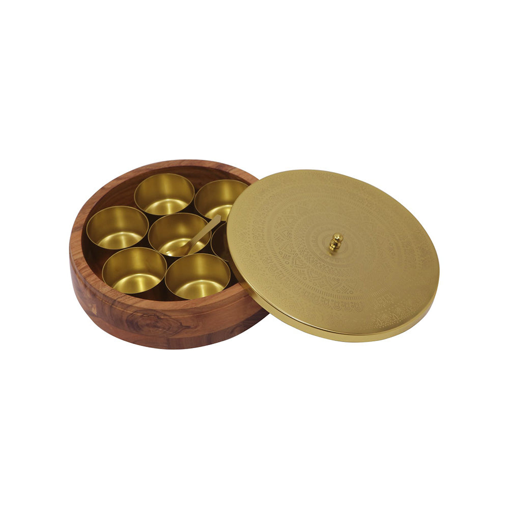Wooden Storage Box With Floral Lid - Brown