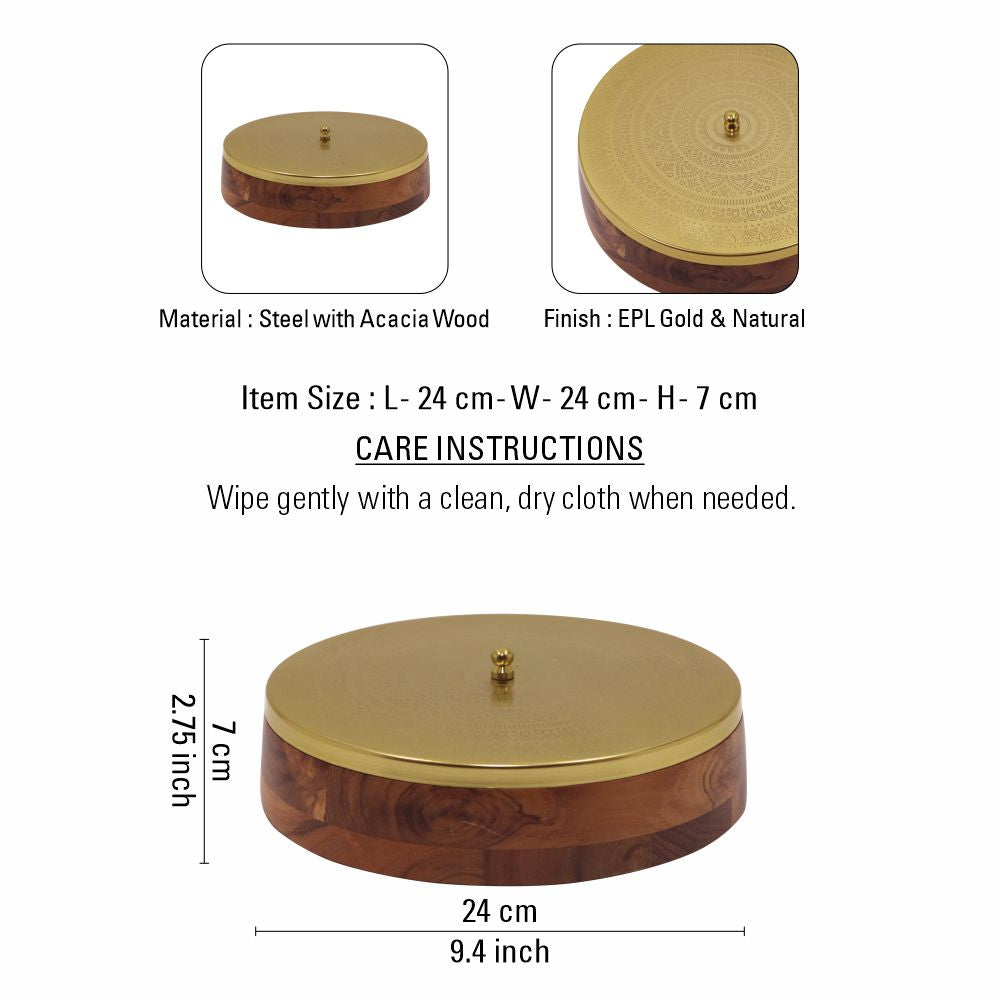 Wooden Spice Box/ Masala Box with Metal Lid