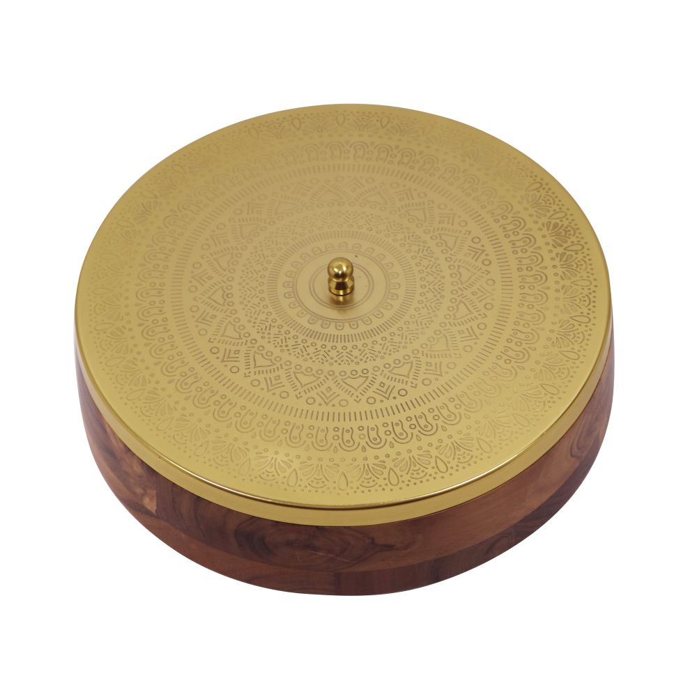 Wooden Spice Box/ Masala Box with Metal Lid