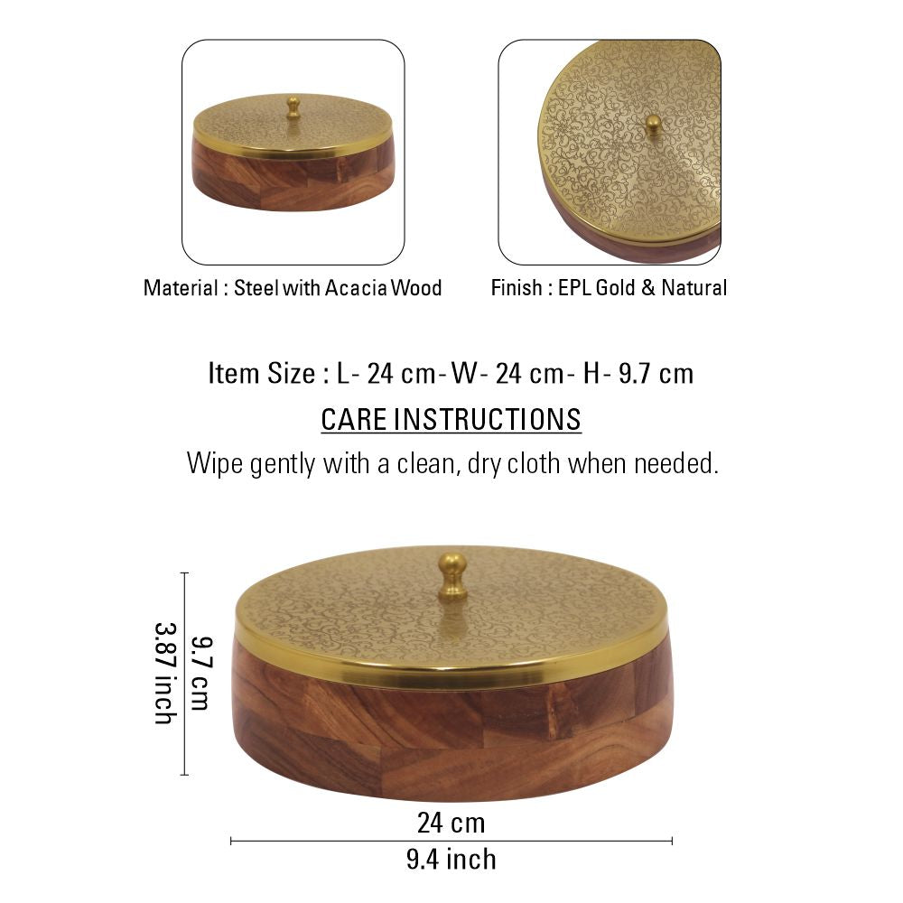 Wooden Dry Fruit Box/ Masala Box with Metal Lid