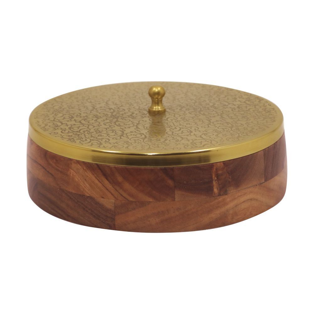 Wooden Dry Fruit Box/ Masala Box with Metal Lid