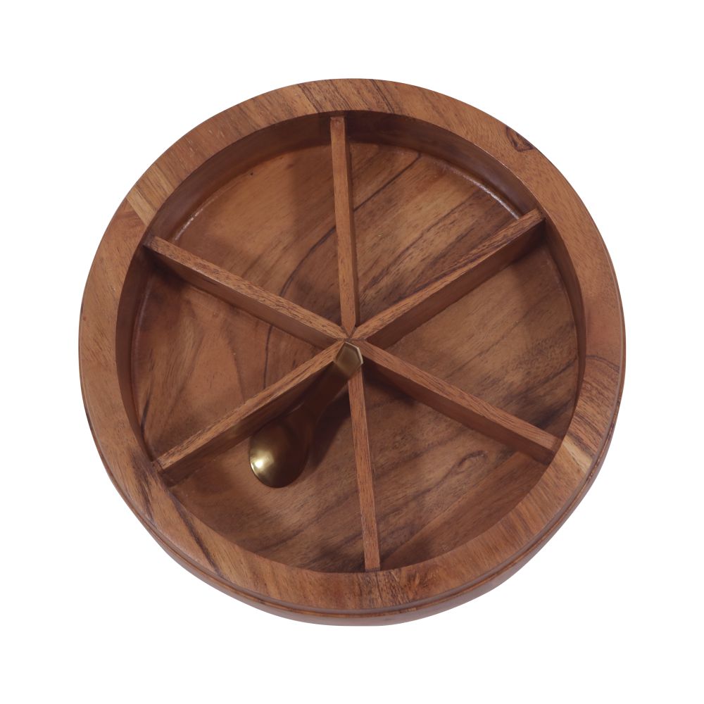 Wooden Dry Fruit Box/ Masala Box with Metal Lid