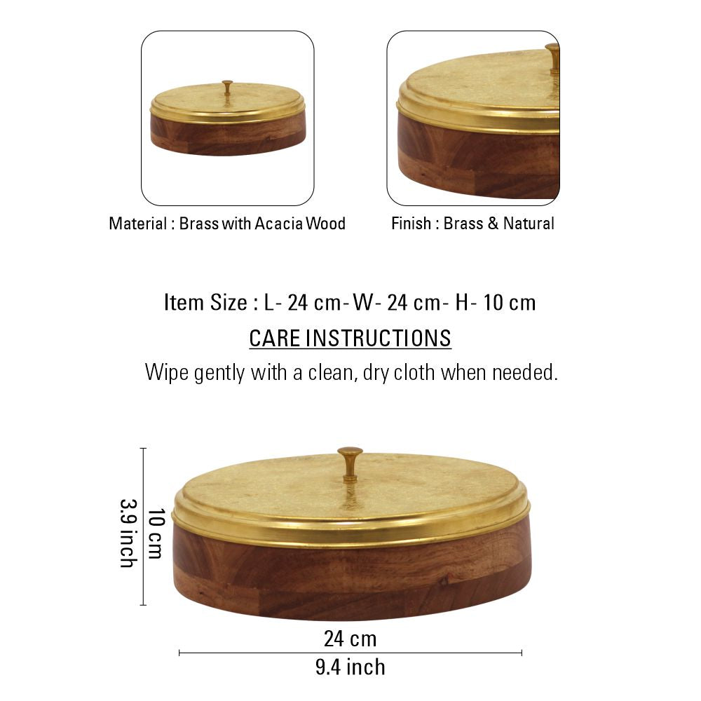 Wooden Spice Box/ Masala Box with Brass Lid