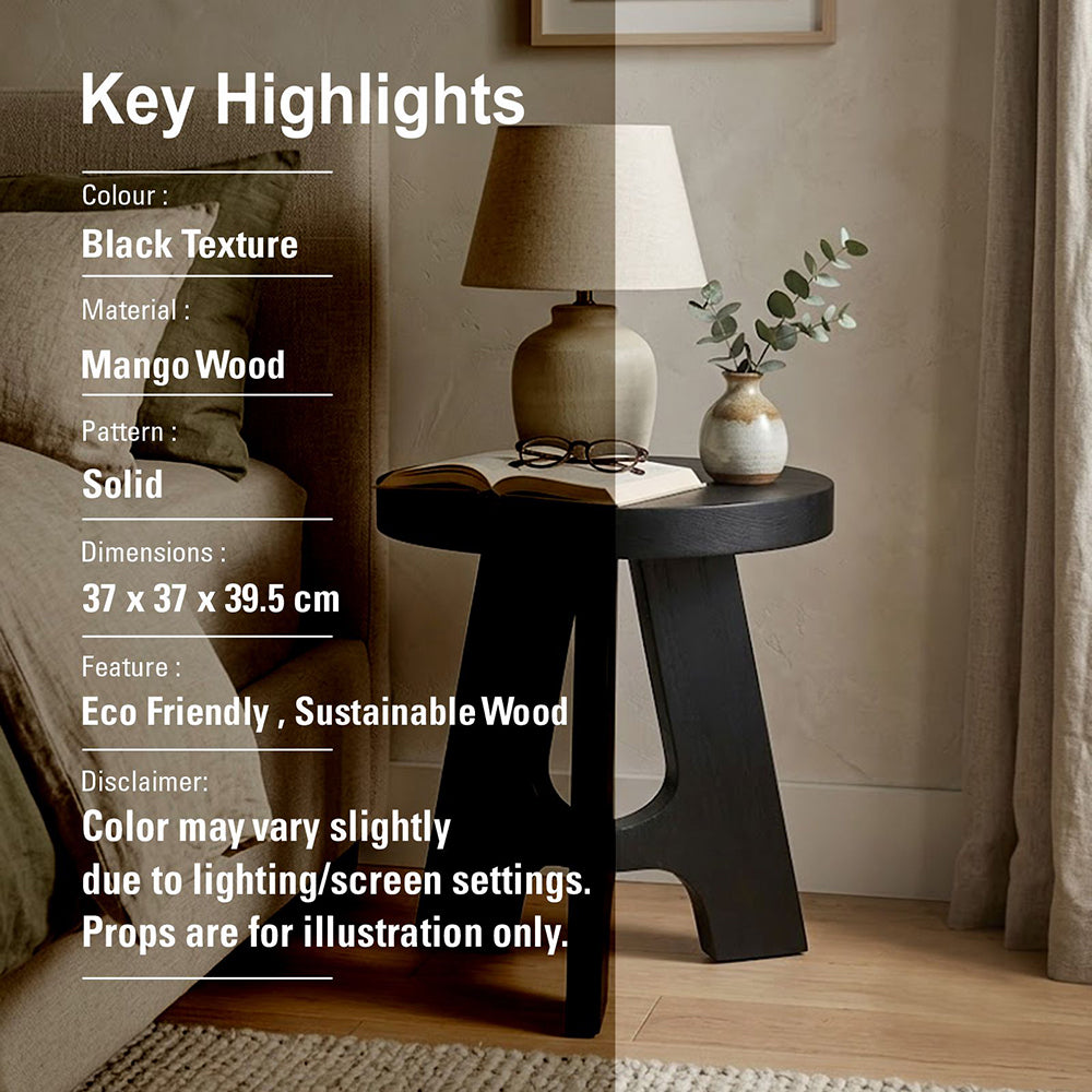 Denzo Wooden Stool - Black