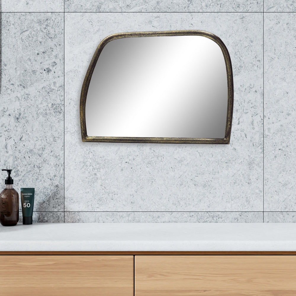 Metal D-Framed Wall Hanging Mirror Antique