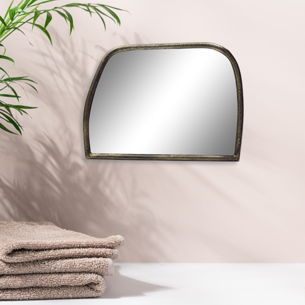 Metal D-Framed Wall Hanging Mirror Antique