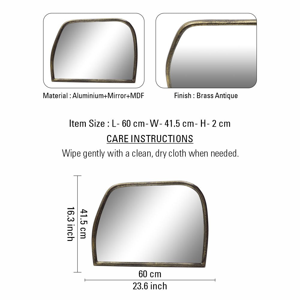 Metal D-Framed Wall Hanging Mirror Antique