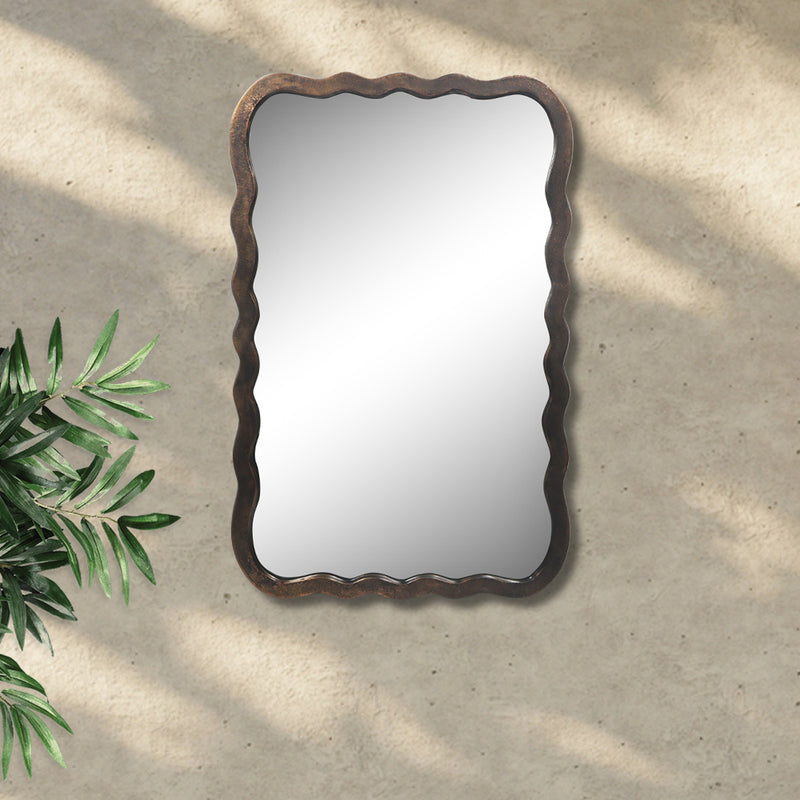 Wooden Rectangular Wall Hanging Mirror, Black