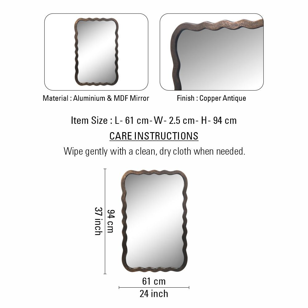 Wooden Rectangular Wall Hanging Mirror, Black