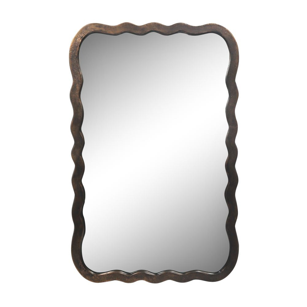 Wooden Rectangular Wall Hanging Mirror, Black