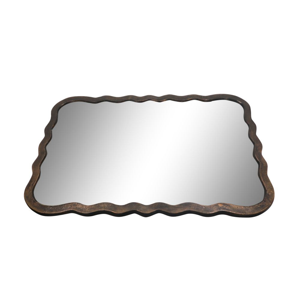 Wooden Rectangular Wall Hanging Mirror, Black