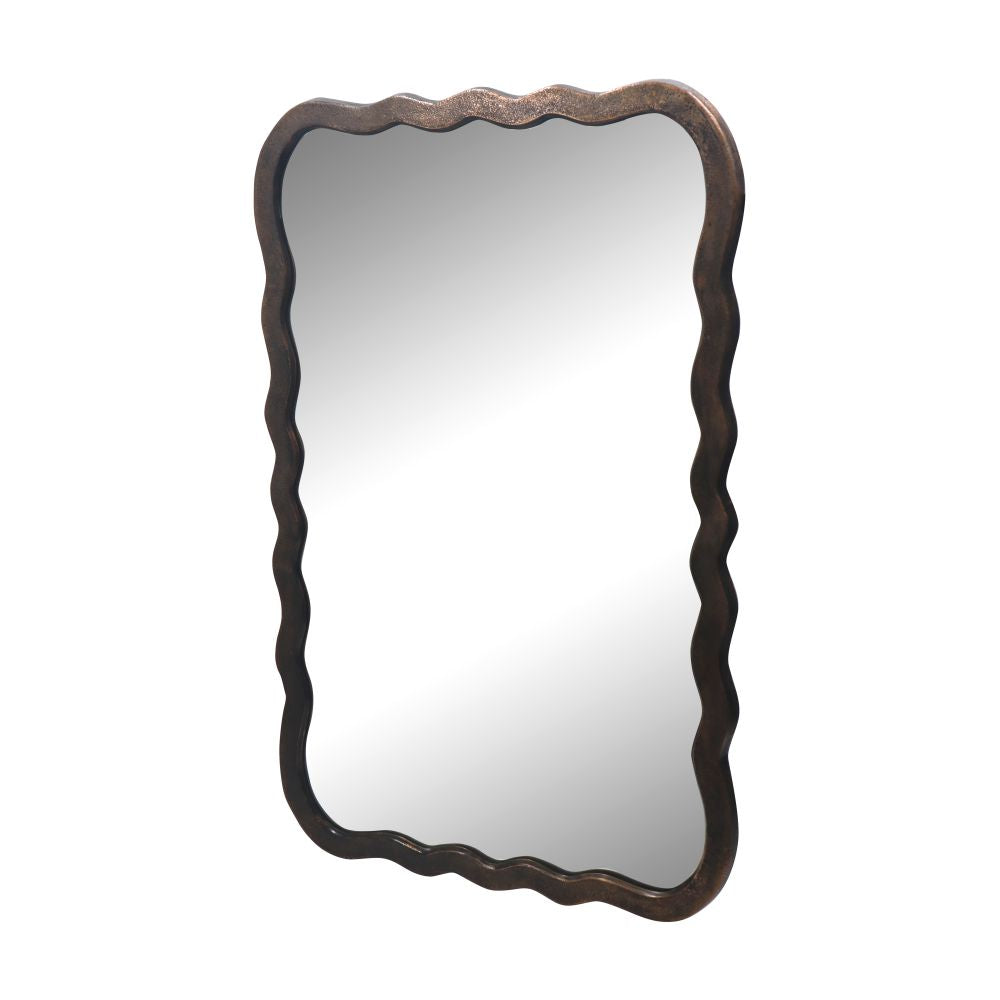 Wooden Rectangular Wall Hanging Mirror, Black