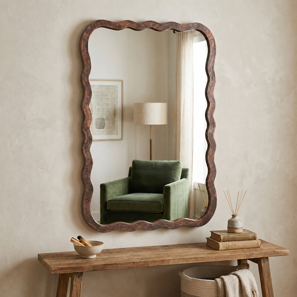 Wall Mirror With Metal Frame - Brown