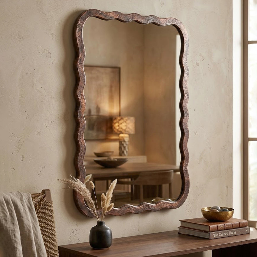 Wall Mirror With Metal Frame - Brown