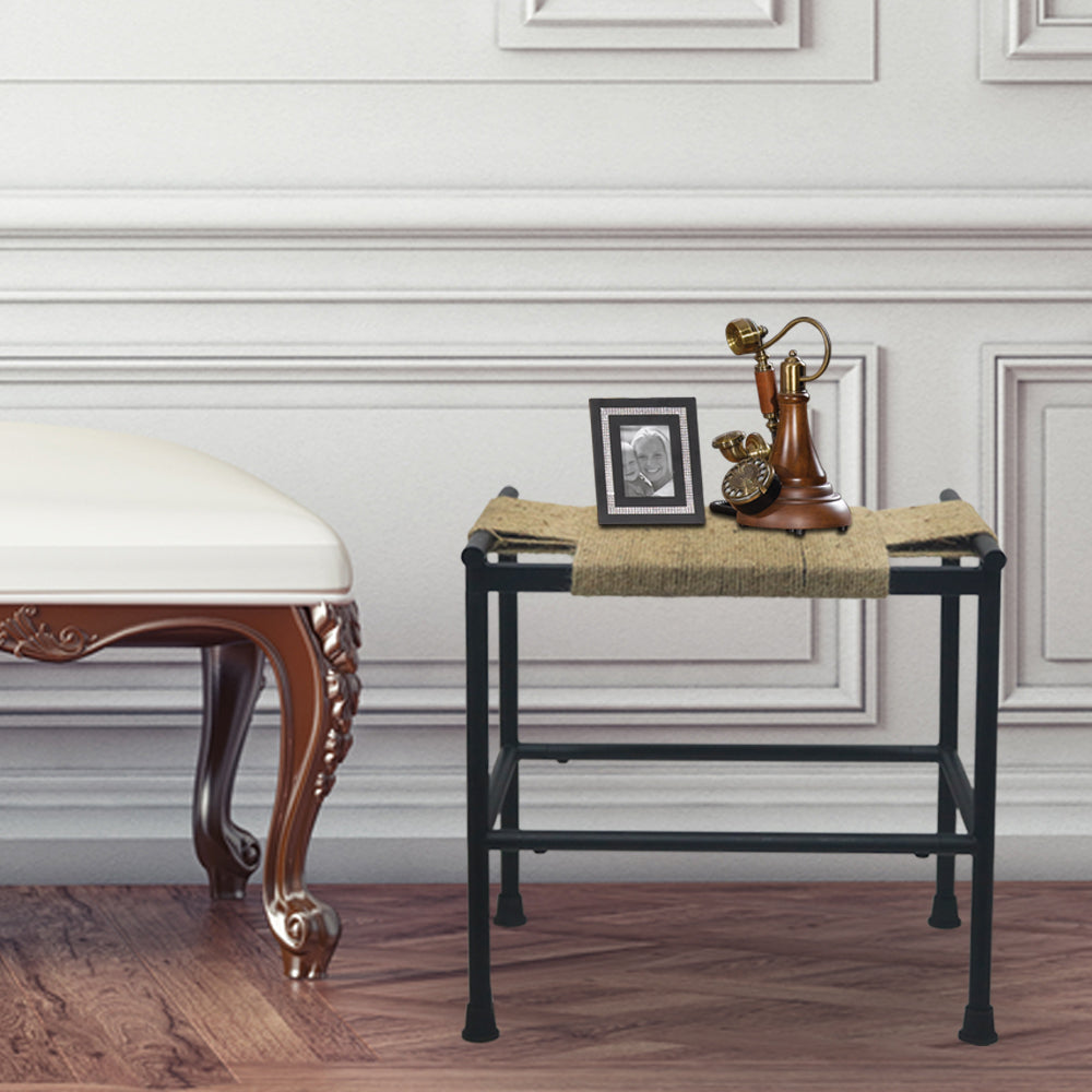 Iron Stool Hand Knitted with Jute