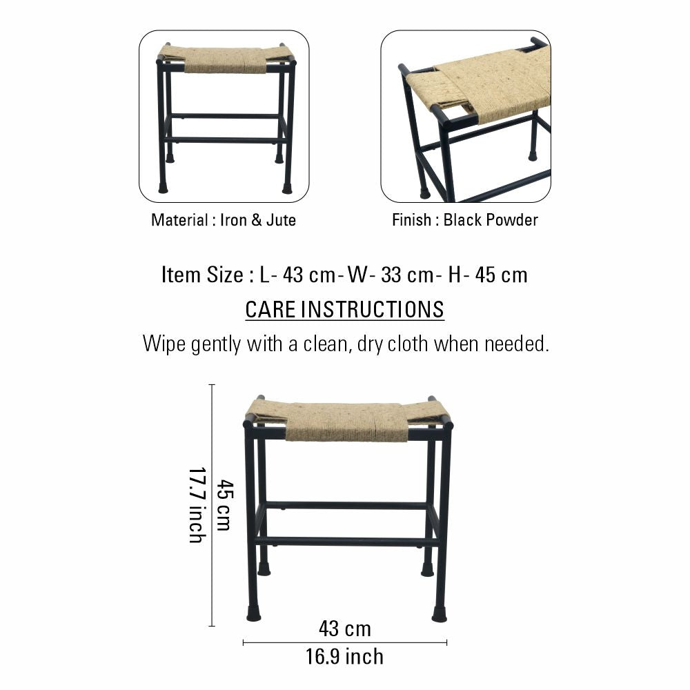 Iron Stool Hand Knitted with Jute