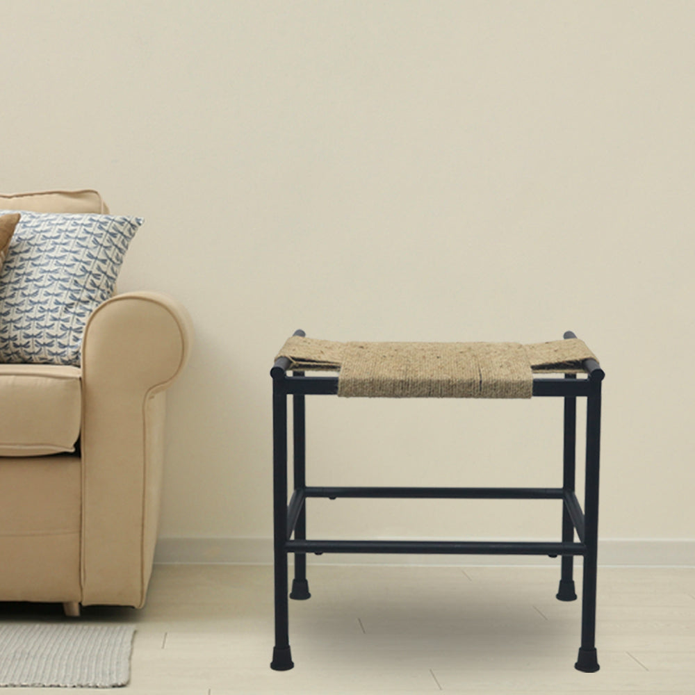 Iron Stool Hand Knitted with Jute
