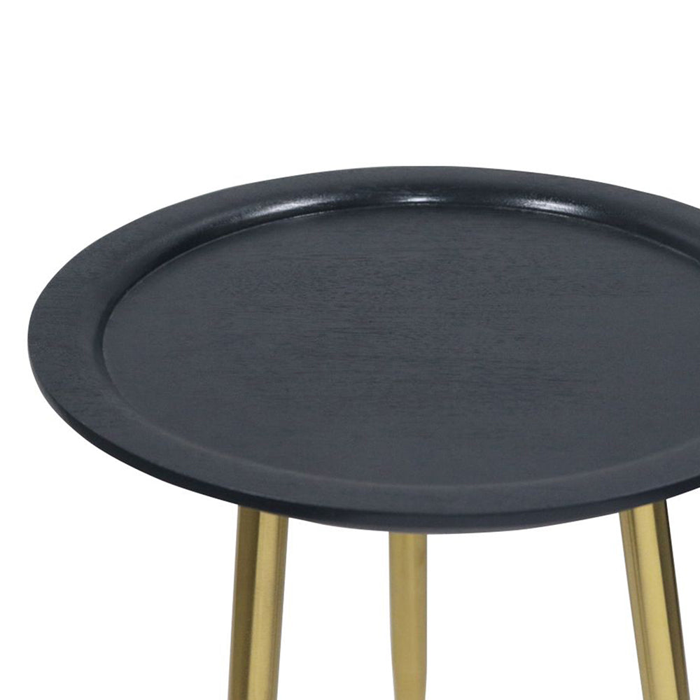 Tripod Wooden Side Table - Black & Gold