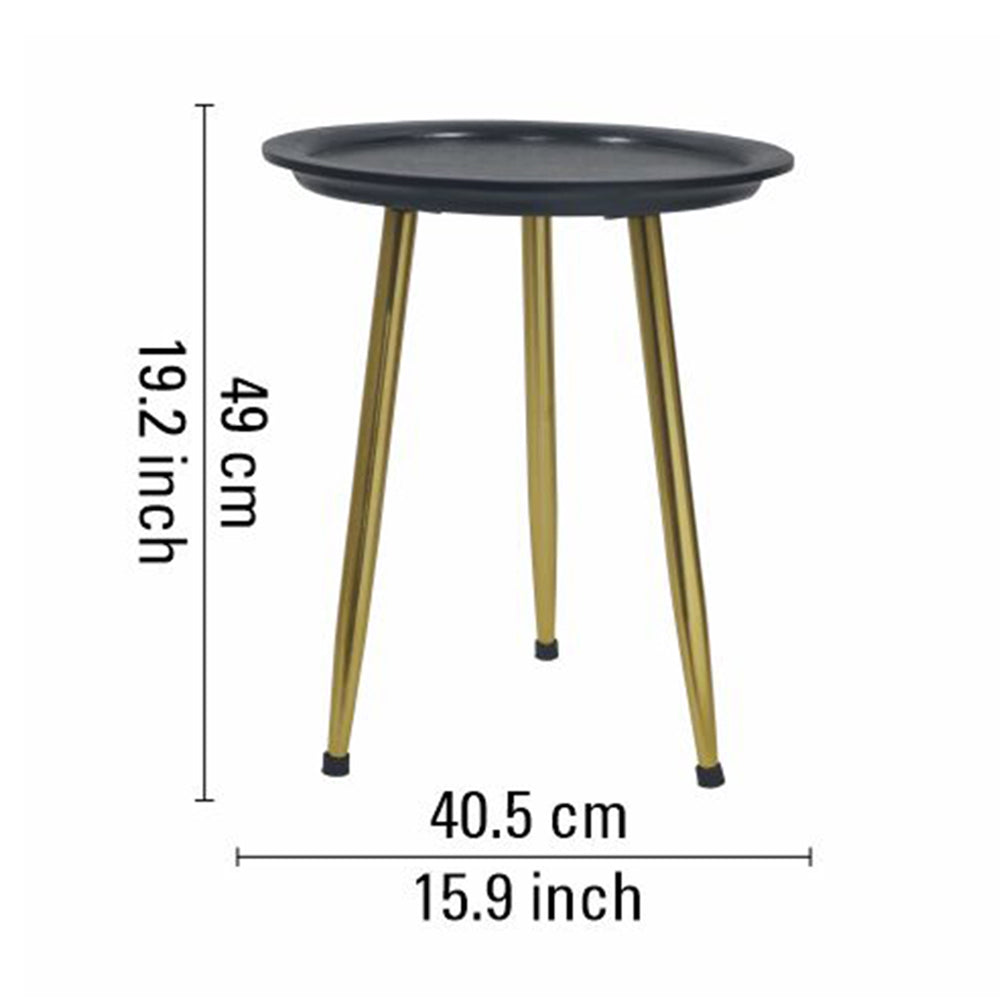 Tripod Wooden Side Table - Black & Gold