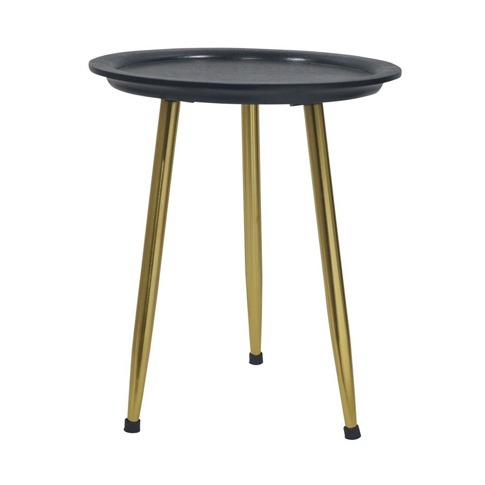 Tripod Wooden Side Table - Black & Gold