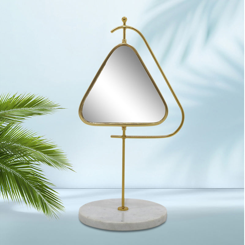 Vanity Mirror With Marble Base, Triangle -