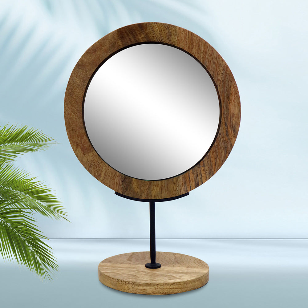 Metal & Wooden Vanity Mirror for Home Décor
