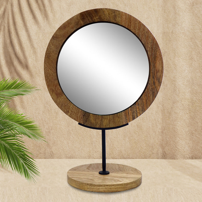 Metal & Wooden Vanity Mirror for Home Décor