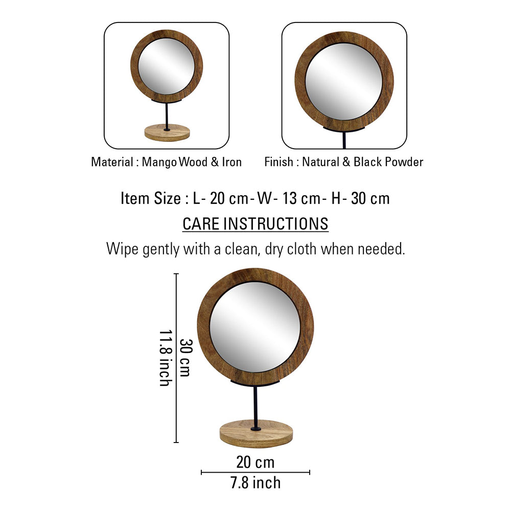 Metal & Wooden Vanity Mirror for Home Décor