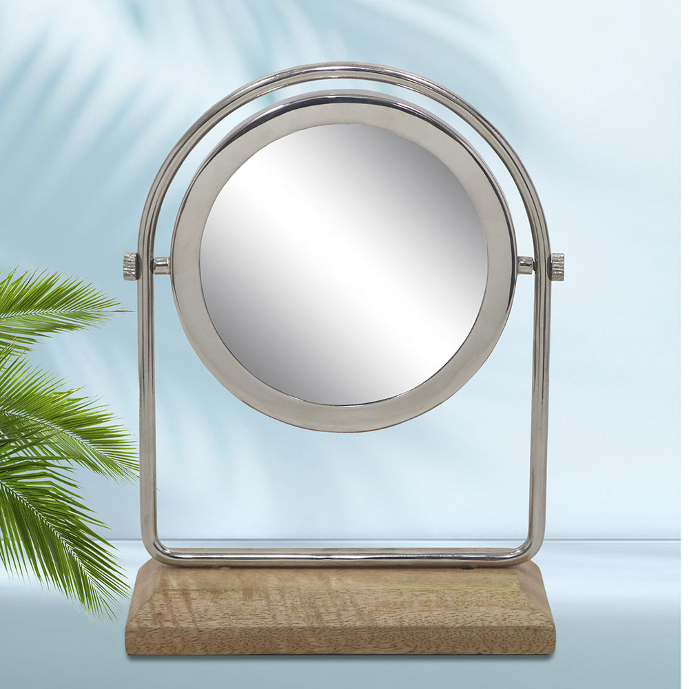 Metal & Wooden Vanity Mirror for Home Décor
