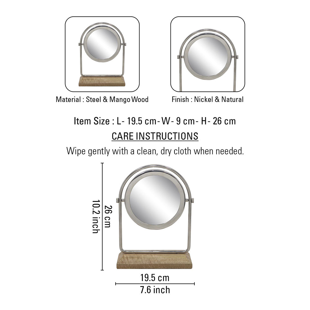 Metal & Wooden Vanity Mirror for Home Décor