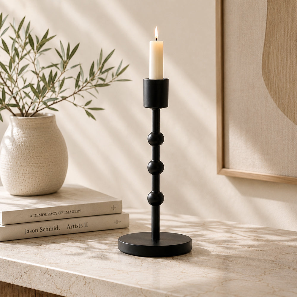 Metal Candle Holder - Black