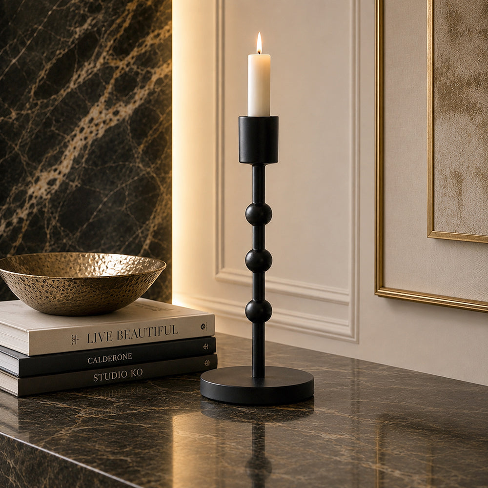 Metal Candle Holder - Black