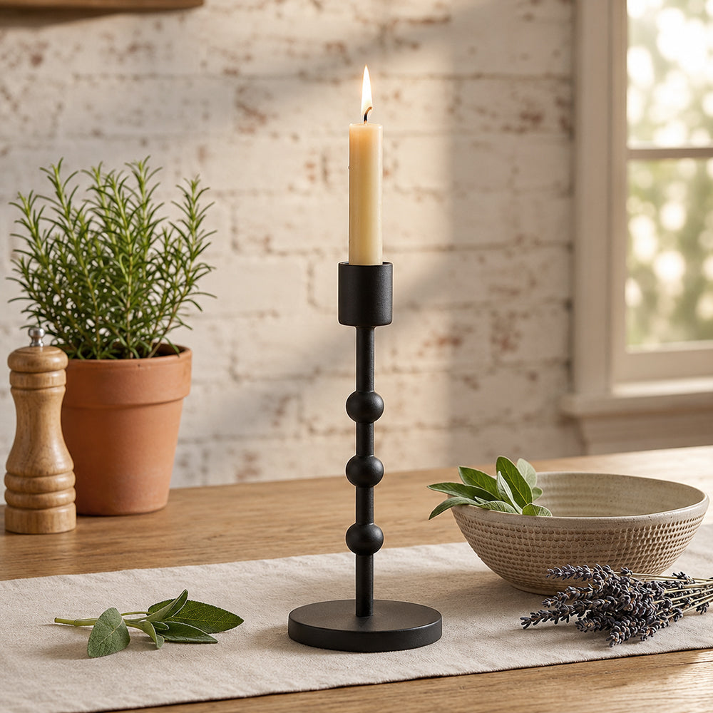 Metal Candle Holder - Black