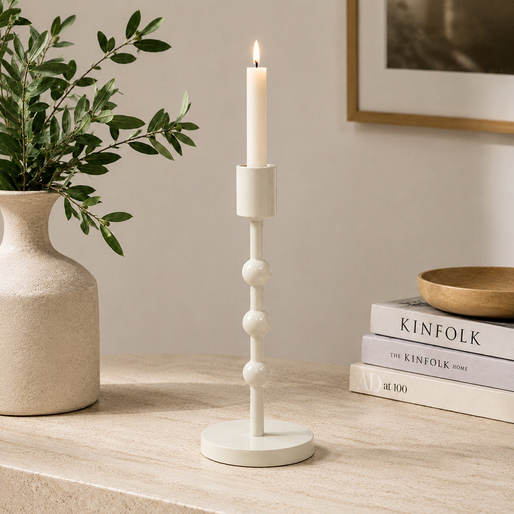 Metal Candle Holder - Ivory