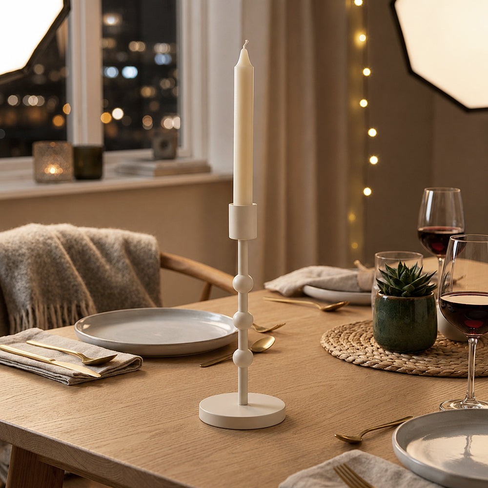 Metal Candle Holder - Ivory