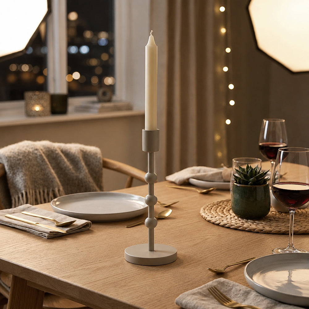 Metal Candle Holder - Grey