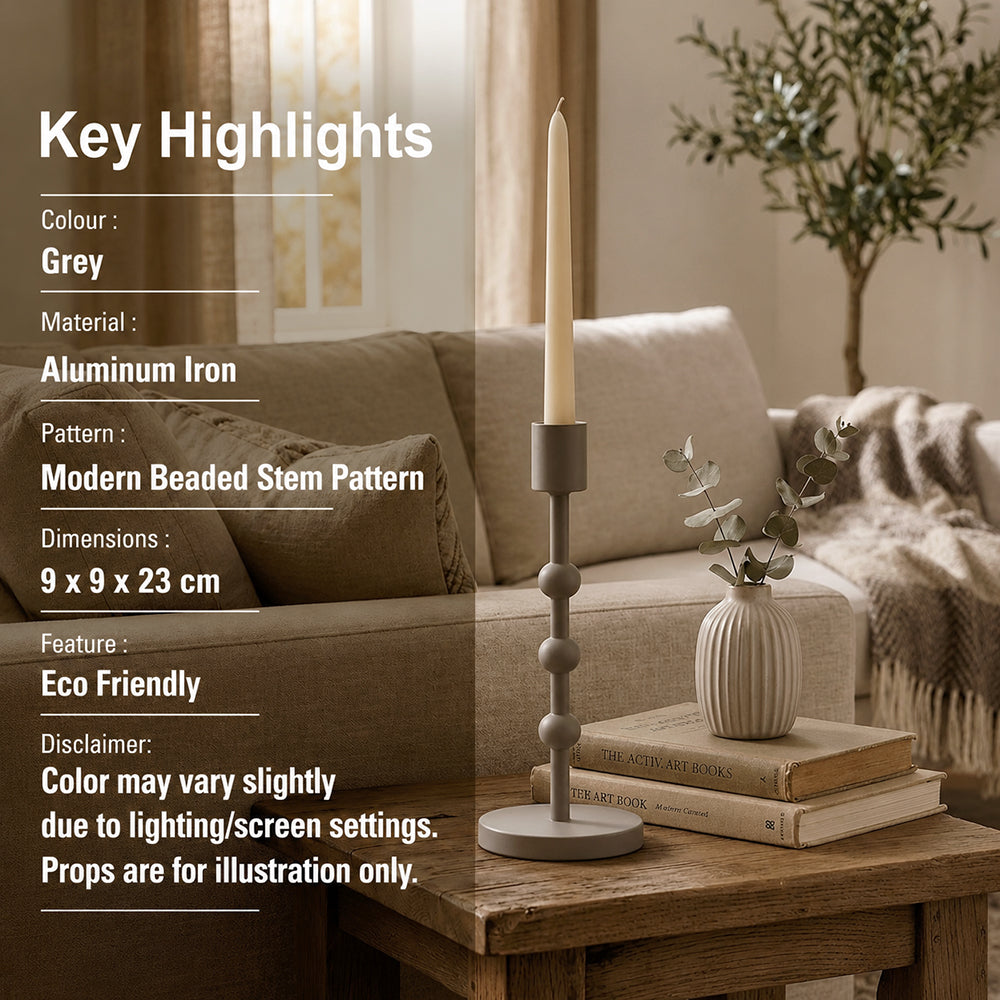 Metal Candle Holder - Grey