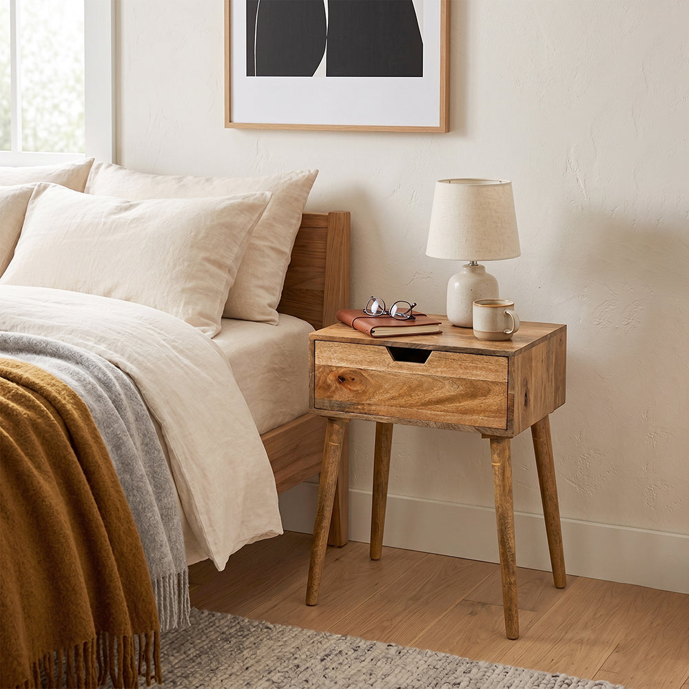 Alva Wooden Night Stand - Natural