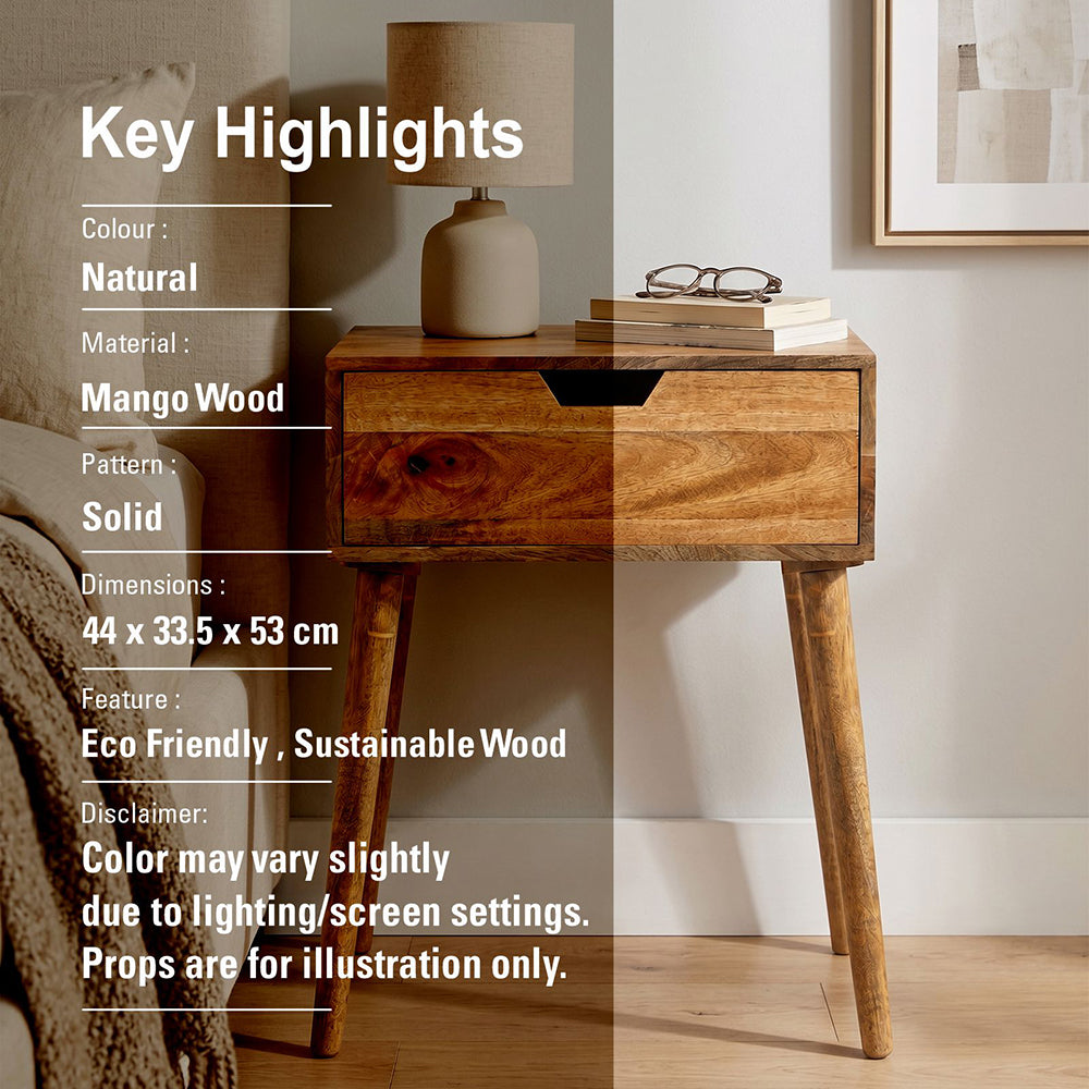 Alva Wooden Night Stand - Natural