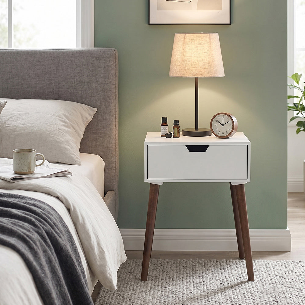 Alva Wooden Night Stand - White