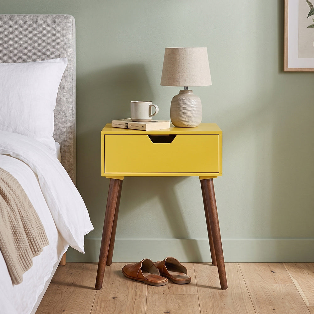 Alva Wooden Night Stand - Yellow