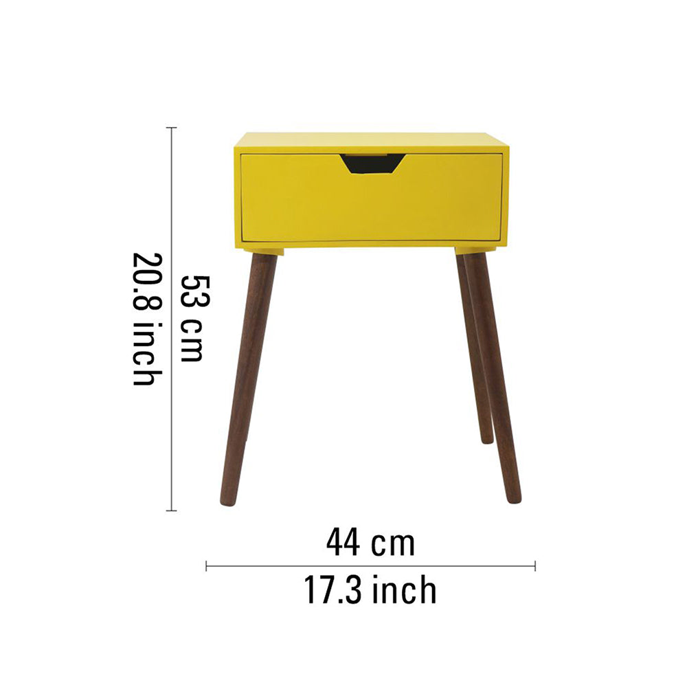 Alva Wooden Night Stand - Yellow