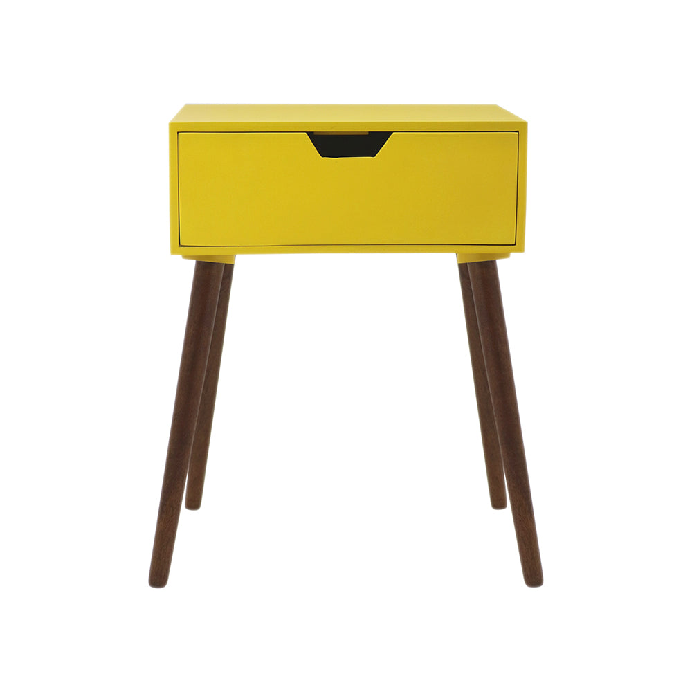 Alva Wooden Night Stand - Yellow